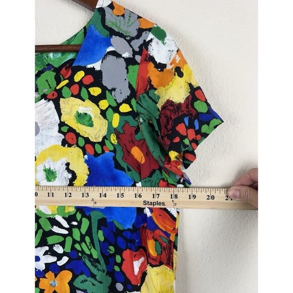 Jams World Floral Dress Women Size M Multicolor Vintage Art Print Keyhole Back - Picture 7 of 9